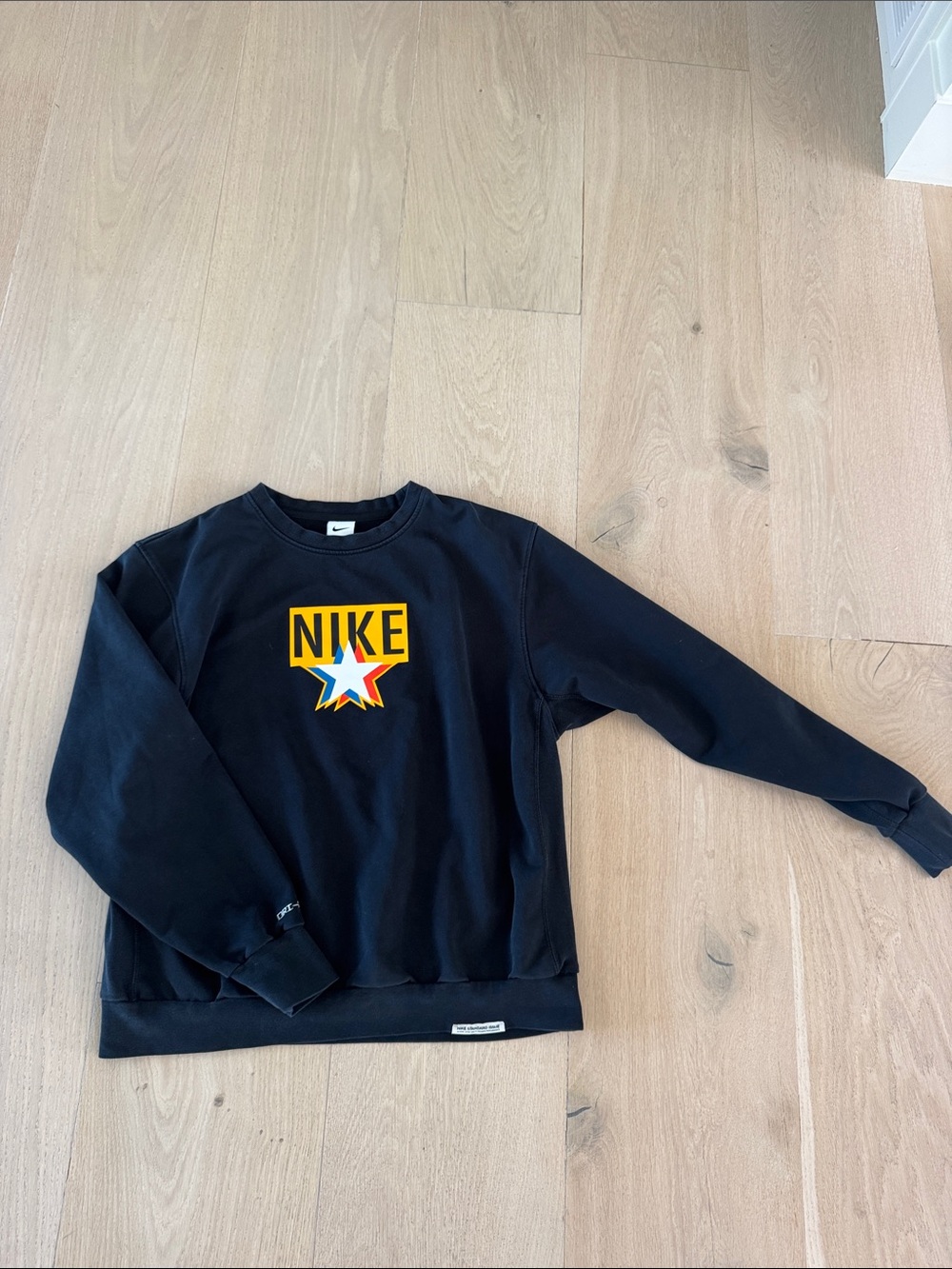 Nike Black Crewneck Sweatshirt with Yellow Block Star Logo